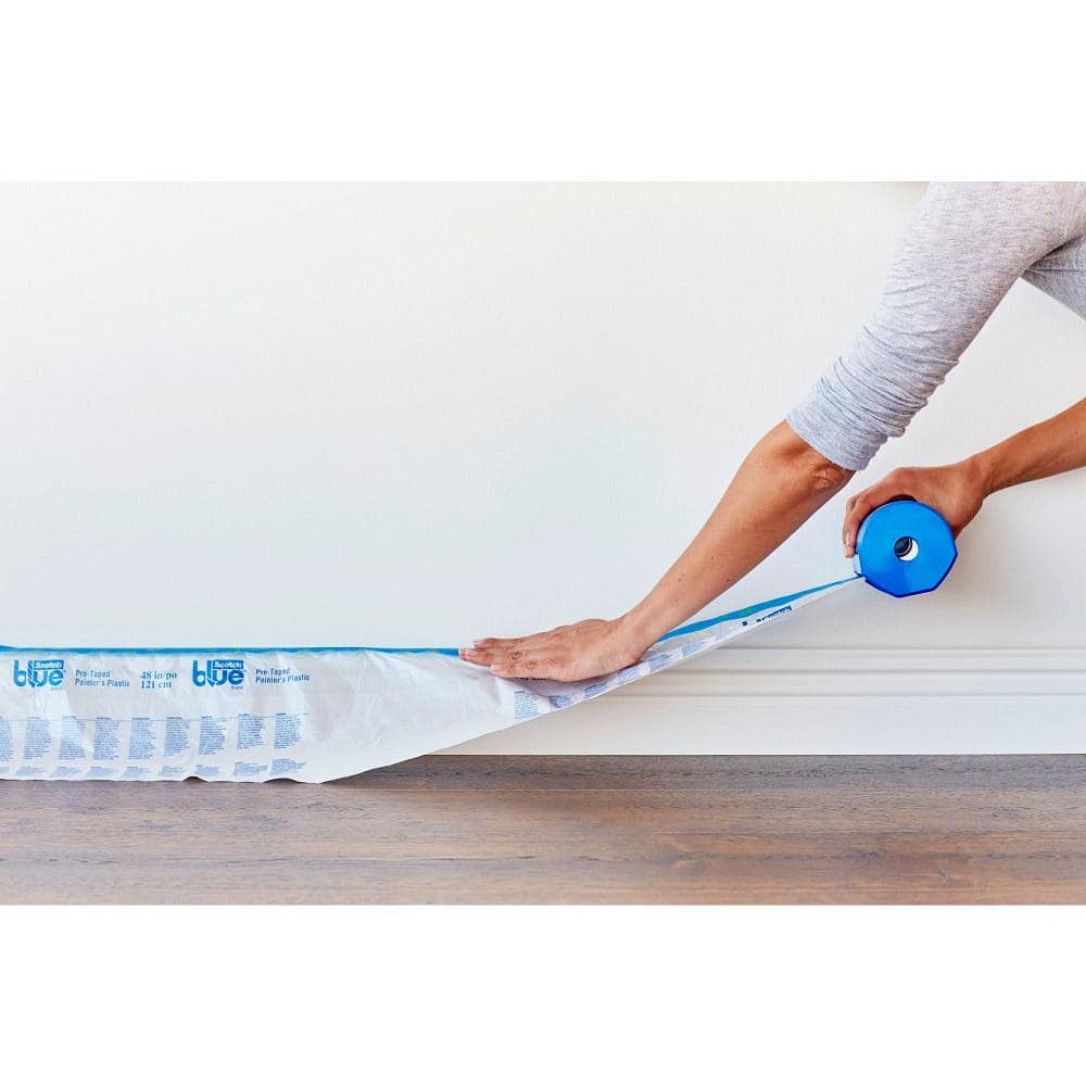 3M ScotchBlue Pre-Taped 24 In. x 30 Yds. Painter's Plastic Sheeting With Dispenser (1 Roll) (4)