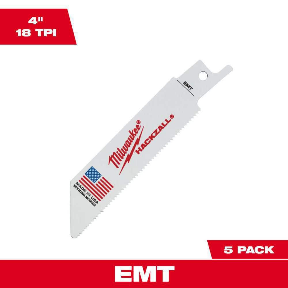 Milwaukee 4 in. 14 TPI EMT Cutting HACKZALL Reciprocating Saw Blades (5-Pack)