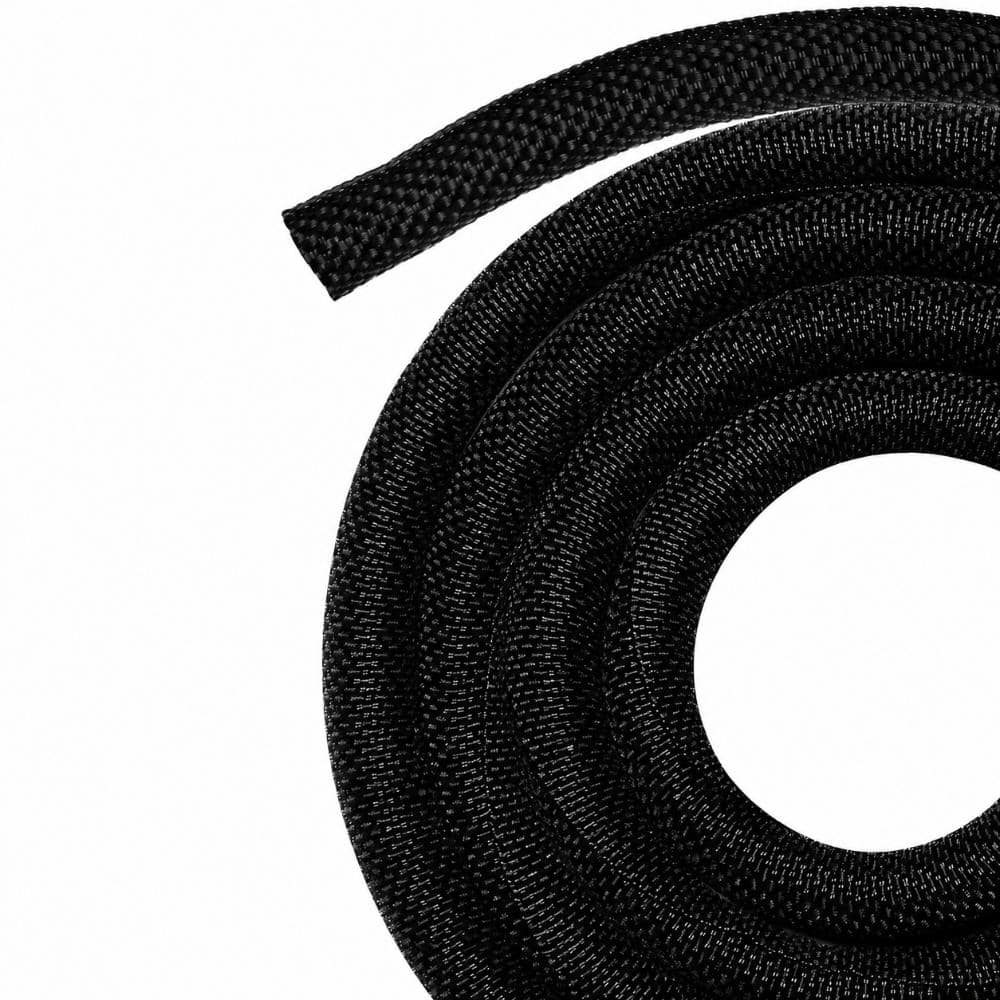 Unbranded 25 ft Split Braided Cable Management Sleeve 1/2 in Wire Loom Tubing for Automotive Harness and Home Cords