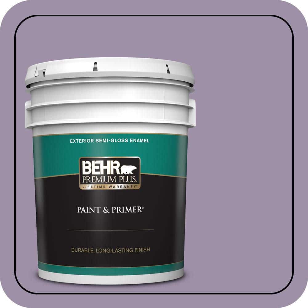 BEHR PREMIUM PLUS 5 gal. #S100-4 Ancestry Violet Semi-Gloss Enamel Exterior Paint & Primer
