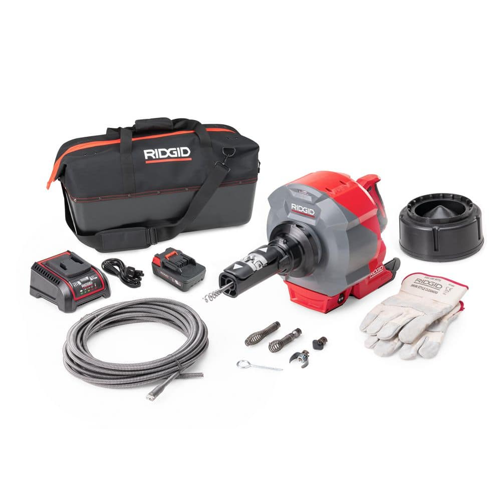 RIDGID K-46 Cordless SinkSnake Deluxe Kit w/ 5/16 in. x 25 ft. & 3/8 in. x 35 ft. Cable, Tool Set, Case, 18V Battery & Charger (1)