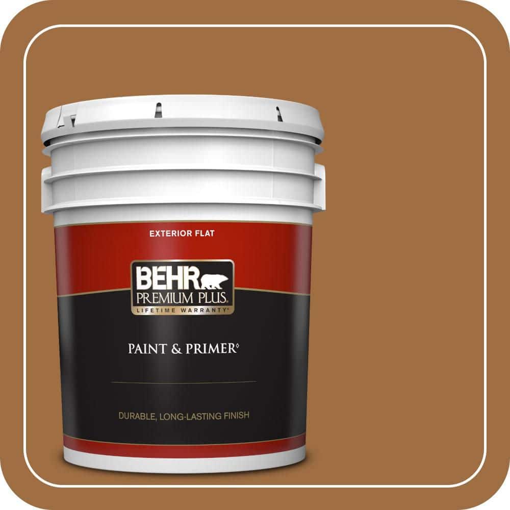 BEHR PREMIUM PLUS 5 gal. #S250-6 Desert Clay Flat Exterior Paint & Primer
