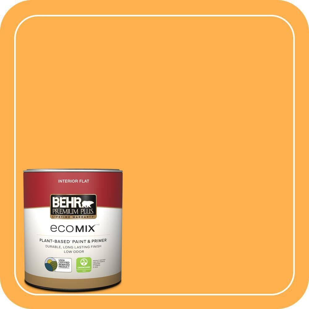 BEHR PREMIUM PLUS 1 qt. #P250-6 Splendor Gold Flat EcoMix Plant-Based Interior Paint & Primer (1)