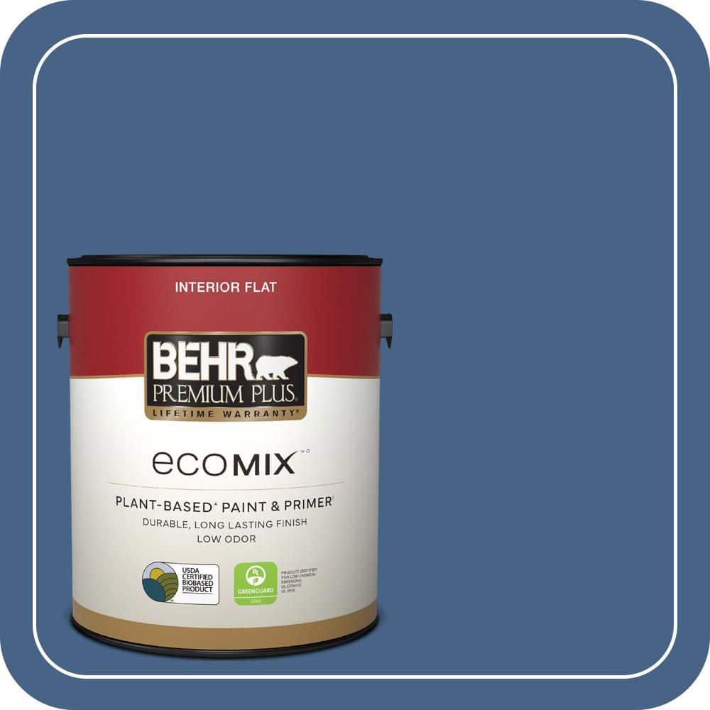 BEHR PREMIUM PLUS 1 gal. #PPU15-04 Mosaic Blue Flat EcoMix Plant-Based Interior Paint & Primer (1)