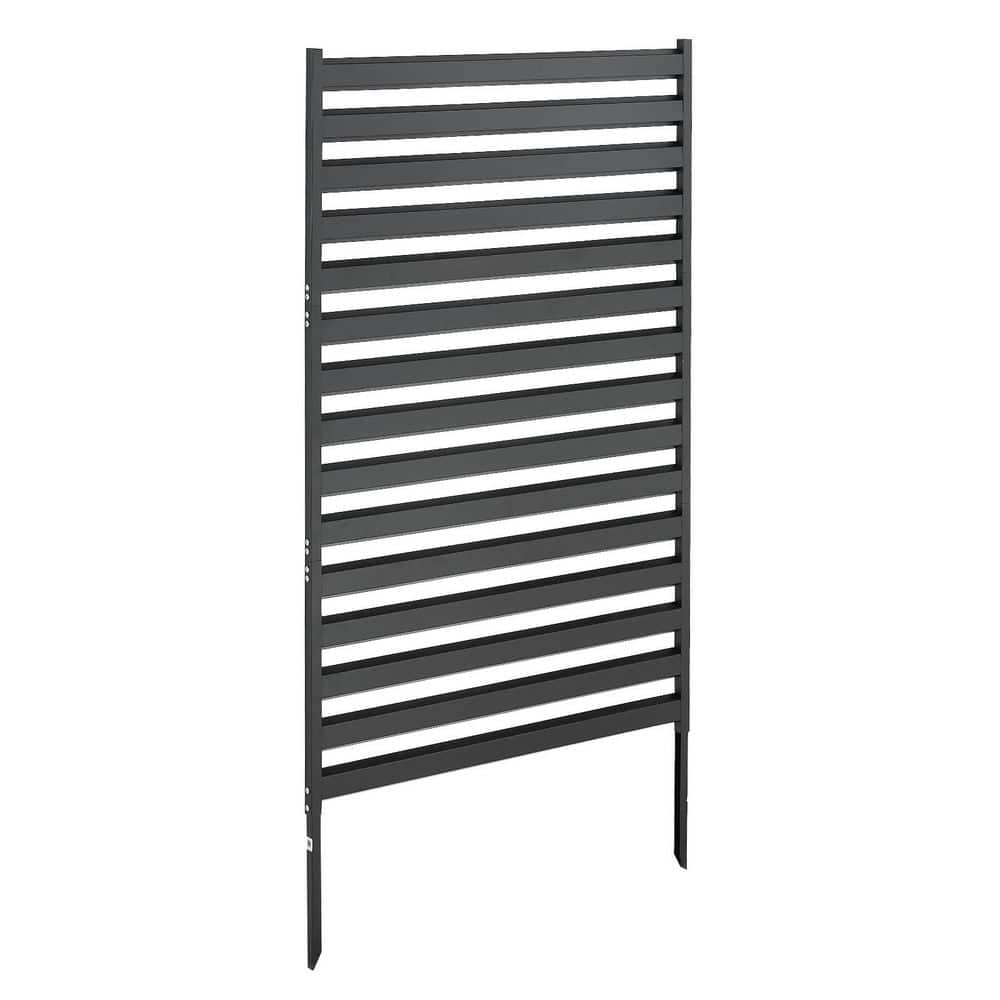 SKYSHALO Metal Privacy Screen, 38 in. W x 60 in. H Black Steel Freestanding Modern Privacy Fence Garden Divider Panel Stakes (1)