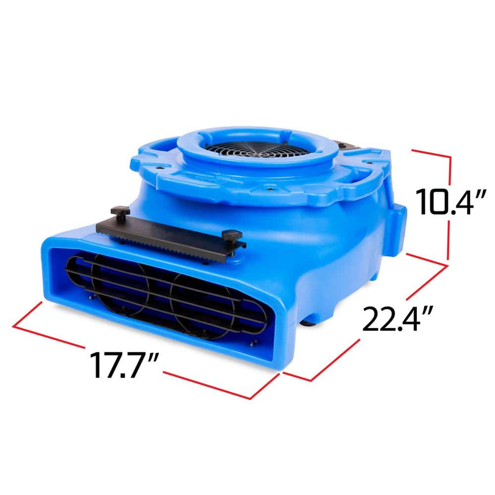 B-Air 1/4 HP Low Profile Blue Air Mover Blower Fan for Water Damage Restoration Carpet Dryer Floor (2)