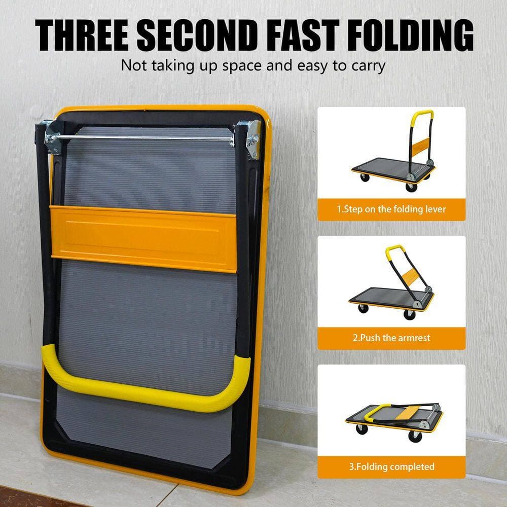 Cesicia 660 lbs. Heavy Duty Yellow Capacity Platform Hand Truck (3)