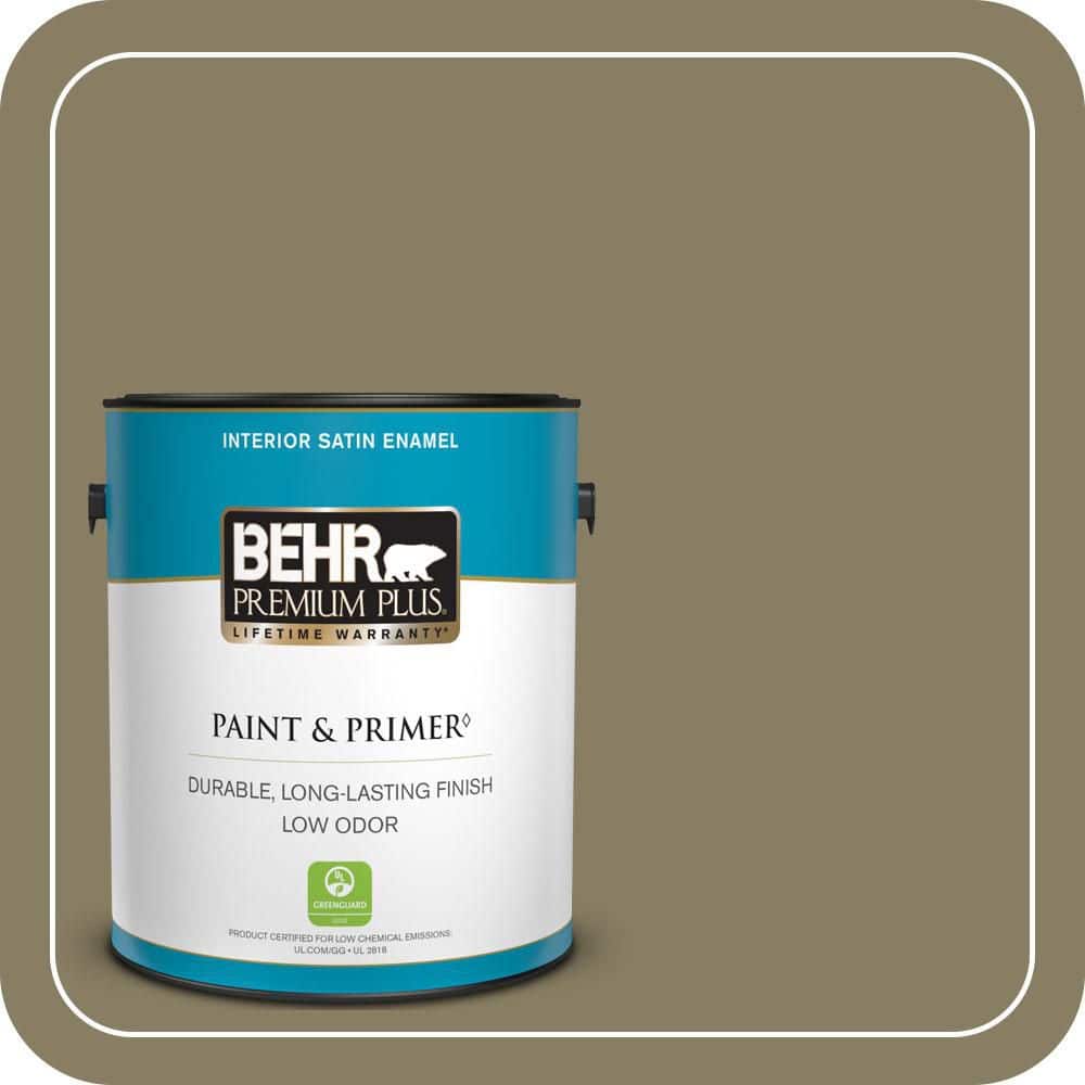 BEHR PREMIUM PLUS 1 gal. #N340-6 Sorrel Leaf Satin Enamel Low Odor Interior Paint & Primer
