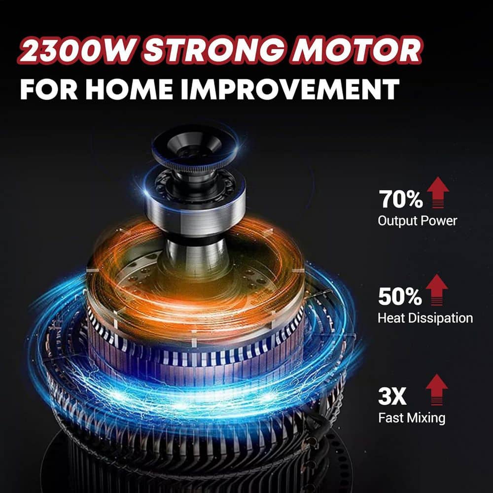 Afoxsos 2300W Handheld Electric Concrete Mud Mixer 6 Adjustable Speed Portable Mortar Paint Mixer 110V Cable Railing System (3)