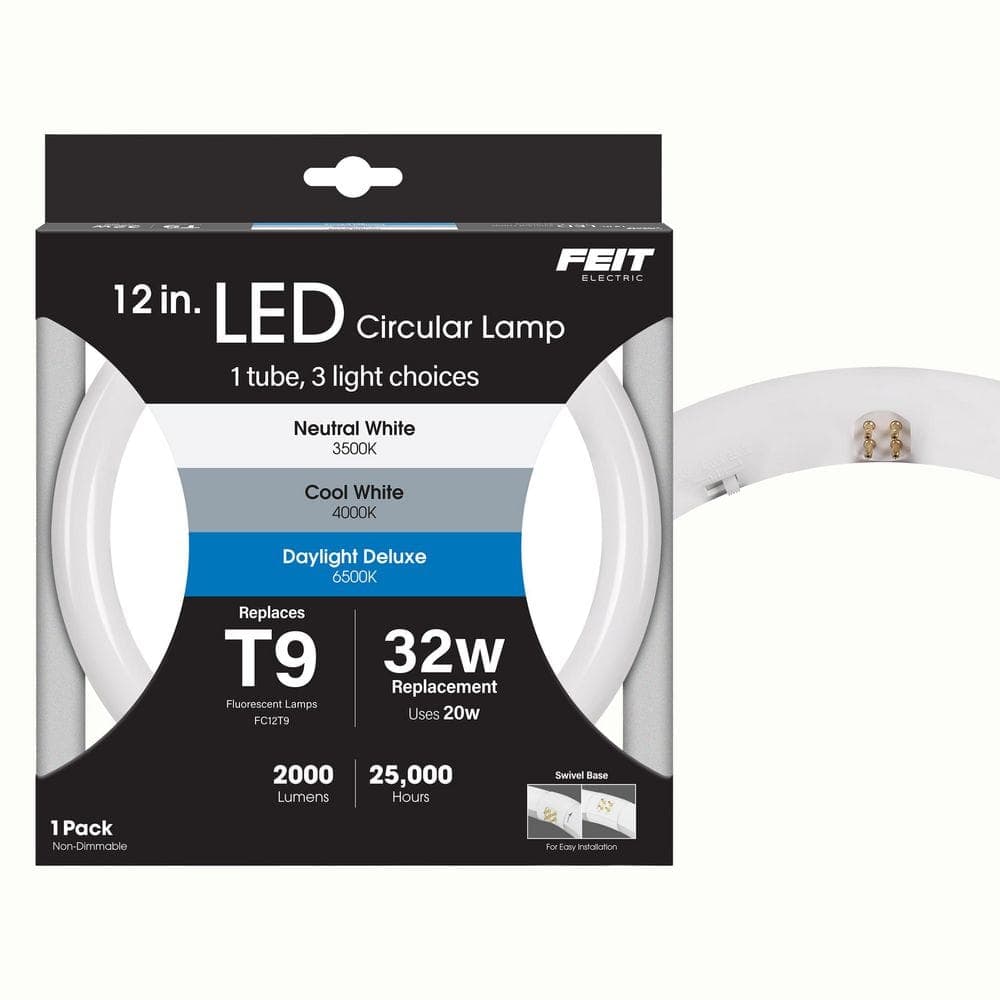 Feit Electric 20-Watt 12 in. T9 G10q Type A Plug and Play Linear Circline LED Tube Light Bulb, Selectable White