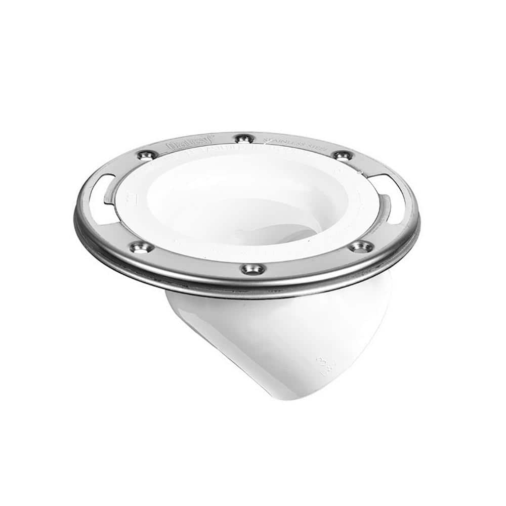 Oatey 3 in. PVC Open Spigot Toilet Flange with 45 Deg. Angle and Stainless Steel Ring (1)