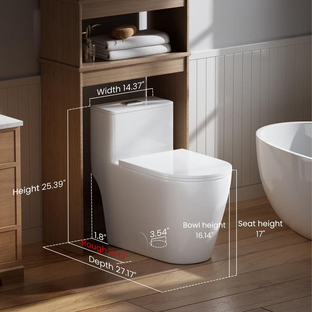 Casta Diva 12 in. Rough-in Elongated One-Piece Skirted Toilet in White with Soft-Close Seat, 1.0/1.6GPF DualFlush, 1000g MAP Rating (2)