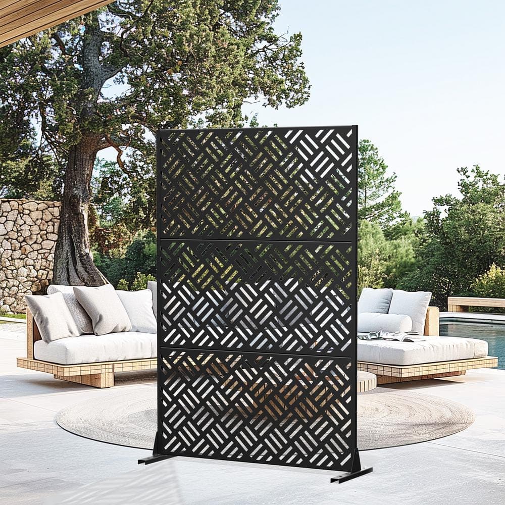 Dovelina 72 in. Carl Metal Outdoor Garden Fence Privacy Screen Garden Screen Panels in Black