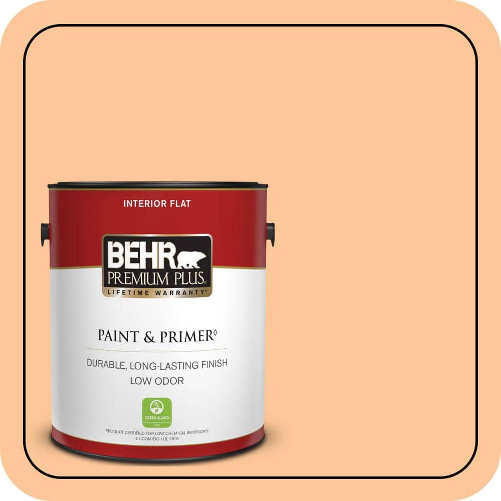 BEHR PREMIUM PLUS 1 gal. #P230-4 Citrus Punch Flat Low Odor Interior Paint & Primer