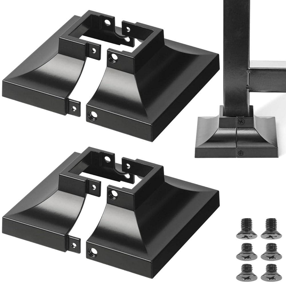 Afoxsos 4.5 x 4.5 in. Aluminum Alloy Deck Post Base Cover Fits 1.5 in. Railing Post in Black, (2-Pack) (1)