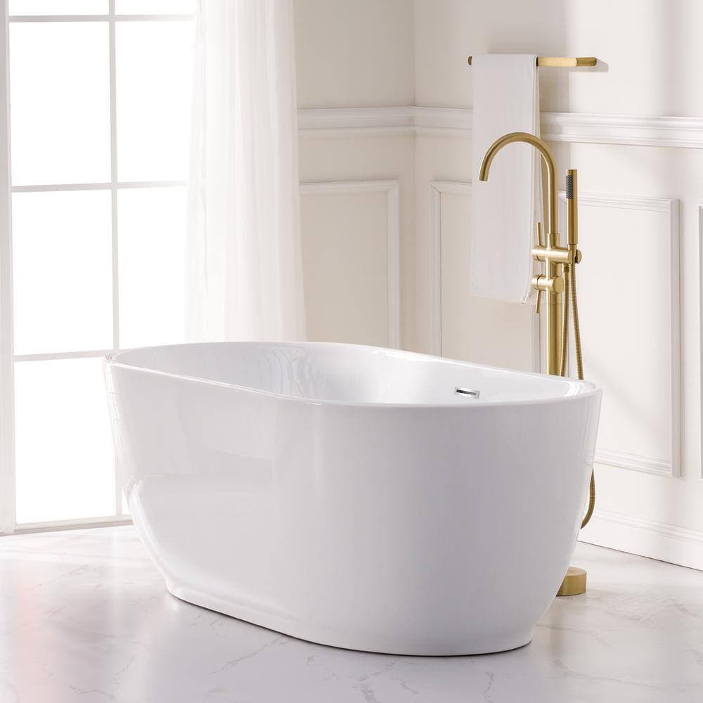 Liviza Oval Pure Virgin Acrylic Flatbottom Freestanding Soaking Bathtub with Drain and Overflow Included (3)