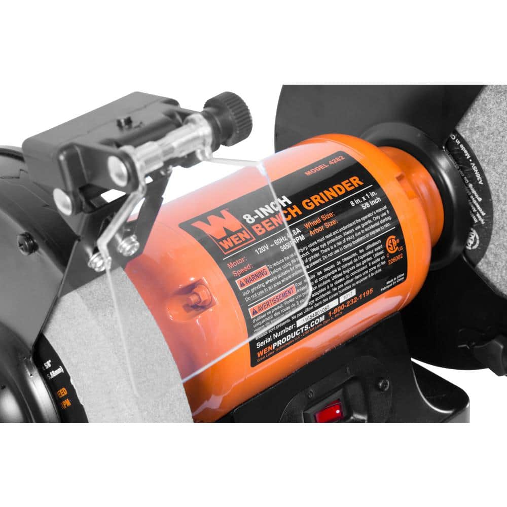 WEN 8 in. 4.8 Amp Single Speed Bench Grinder with LED Work Lights (3)