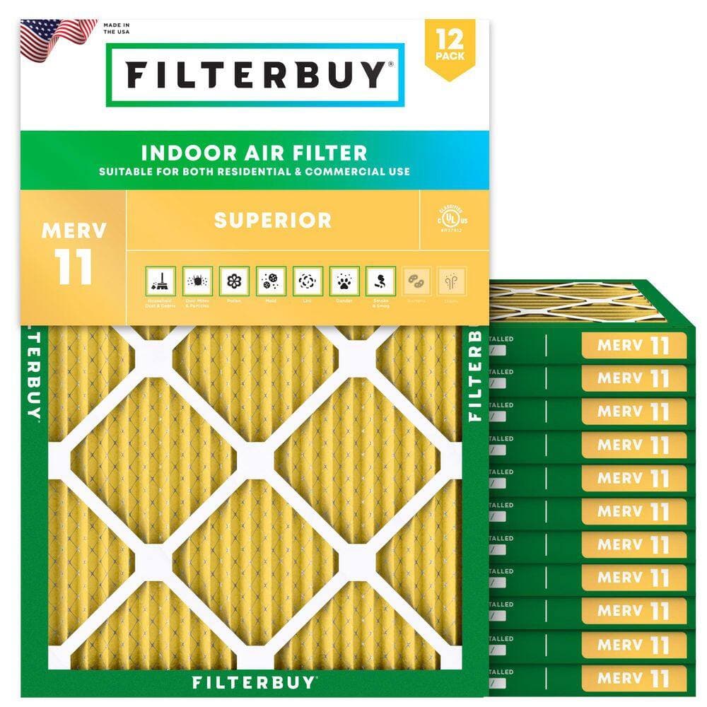 Filterbuy 12 in. x 14 in. x 1 in. MERV 11 (FPR 7) Allergen Defense Pleated HVAC AC Furnace Air Filters Replacement (12-Pack) (1)