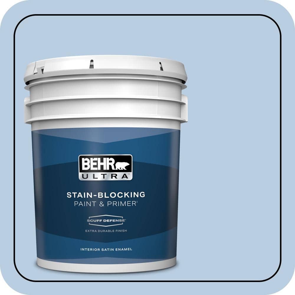 BEHR ULTRA 5 gal. #580C-3 Impressionist Sky Extra Durable Satin Enamel Interior Paint & Primer