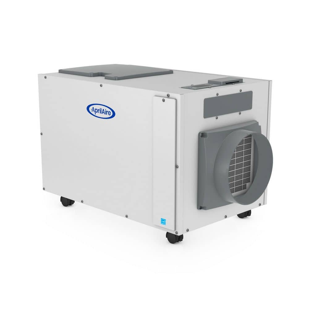 AprilAire E130C 130 pt. 7,200 sq. ft. Bucketless Dehumidifier with Casters in. Gray for Crawl Spaces, Basements, and Whole-House