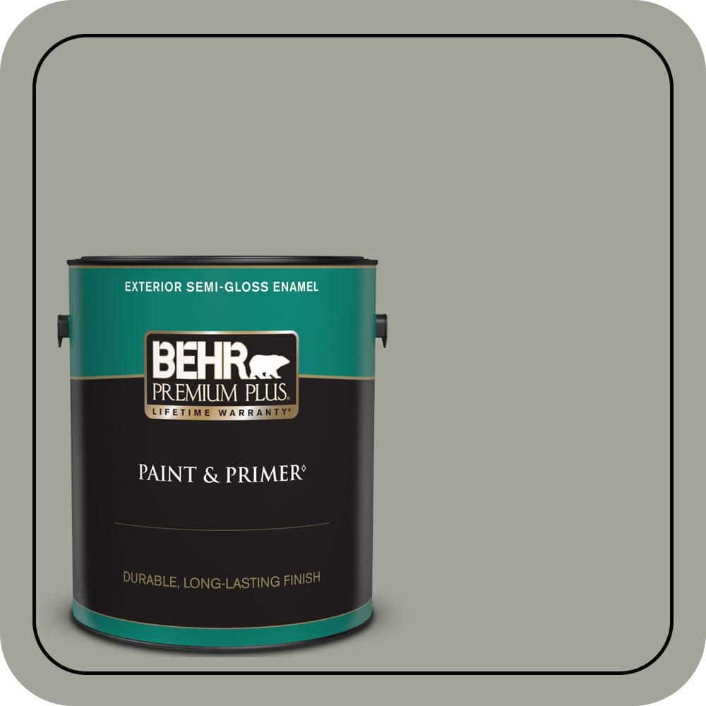 BEHR PREMIUM PLUS 1 gal. #N380-4 Strong Winds Semi-Gloss Enamel Exterior Paint & Primer