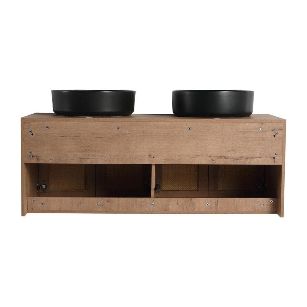 TCYO 48 in. Wall-Mounted Imitative Oak Bath Vanity with Wood Top Unassembled (3)
