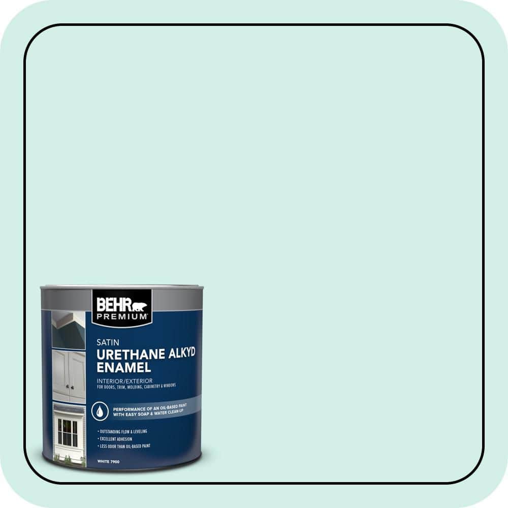 BEHR PREMIUM 1 qt. #P440-1 Shimmering Pool Satin Enamel Urethane Alkyd Interior/Exterior Paint (1)