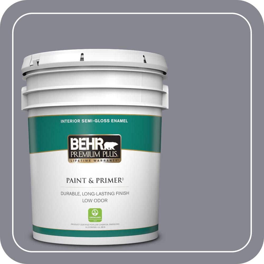 BEHR PREMIUM PLUS 5 gal. #PPU16-15 Gray Heather Semi-Gloss Enamel Low Odor Interior Paint & Primer
