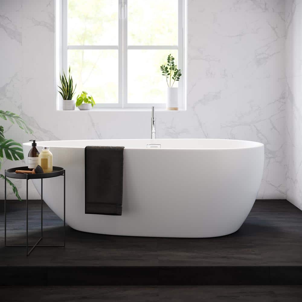 Swiss Madison Monaco 67 in. Acrylic Freestanding Flatbottom Non-Whirlpool Oval Soaking Bathtub in White (1)