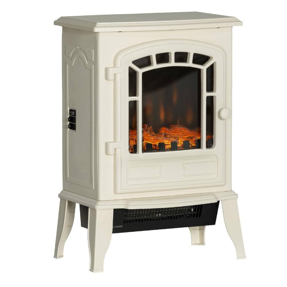 Ahfiwaso 15.25 in. x 22.25 in. Freestanding Electric Fireplace Heater Heater with Realistic Flame, Overheating Protection, White (3)