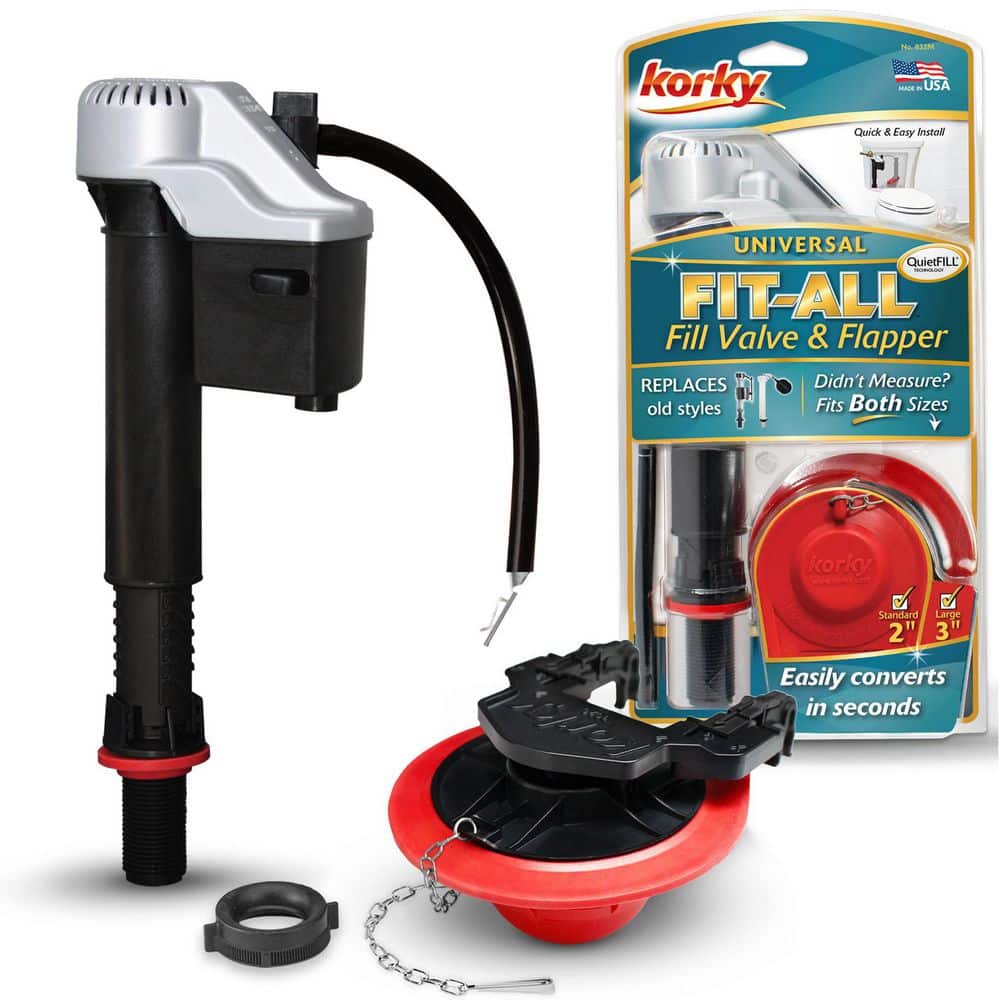 Korky Fit-All Toilet Fill Valve and 2 in. and 3 in. Toilet Flapper Kit