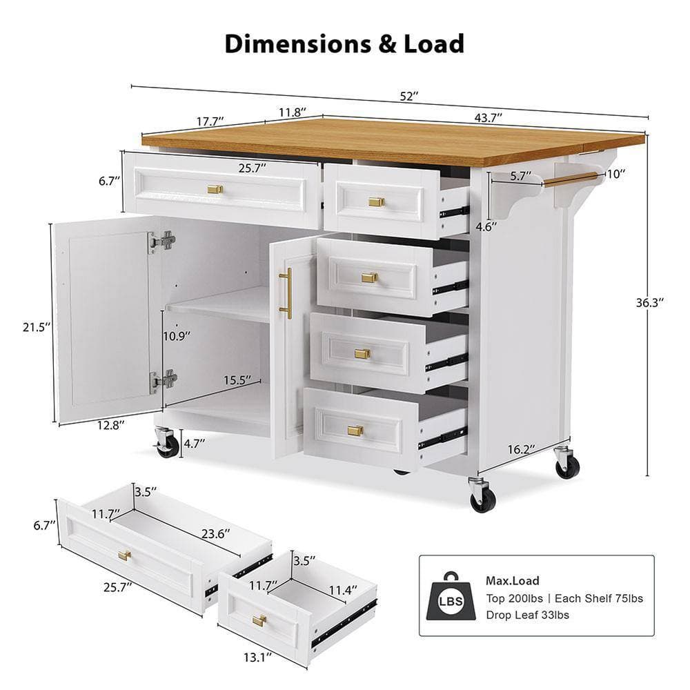 COWLOWN 52 in. W x 29.5 in. D x 36.25 in. H Bathroom White Linen Cabinet (2)