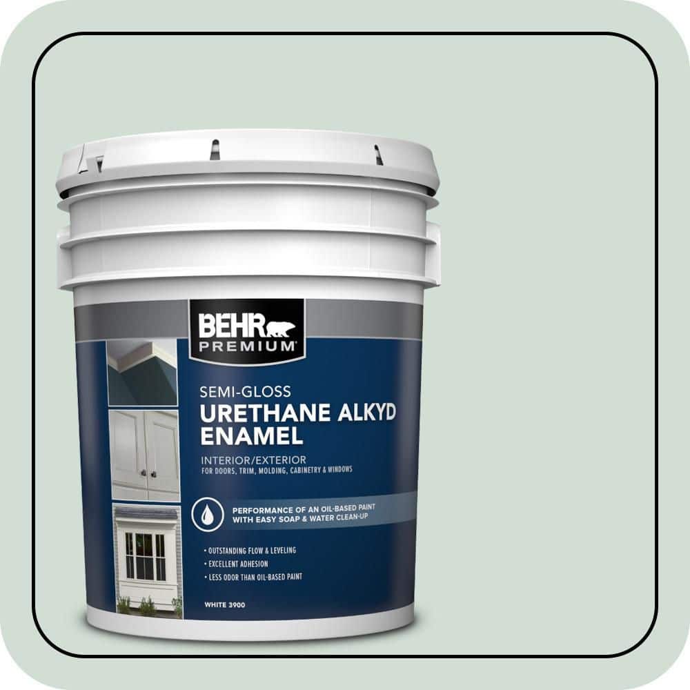 BEHR PREMIUM 5 gal. #ECC-65-1 Aruba Aqua Urethane Alkyd Semi-Gloss Enamel Interior/Exterior Paint
