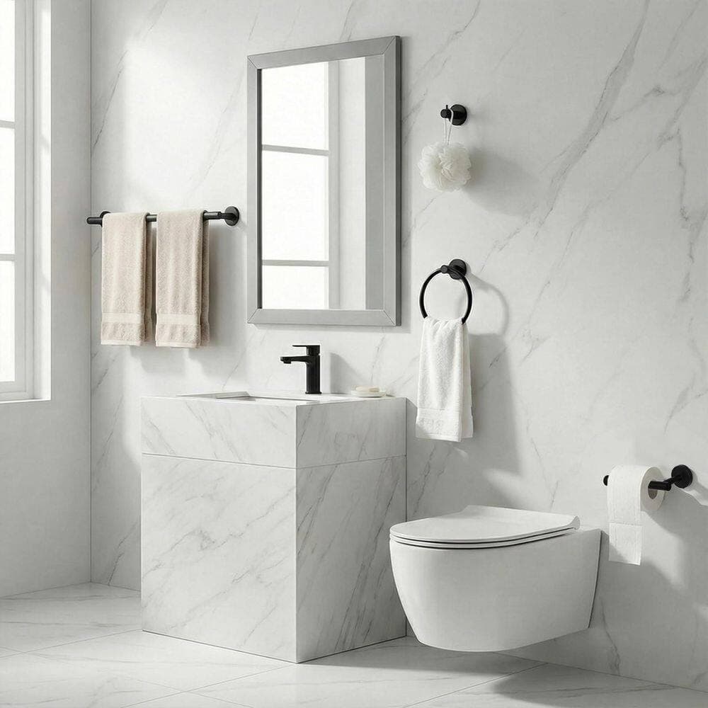 Anqtovp 10-Piece Bathroom Accessories Set with Towel Bars, Towel Rings, Toilet Paper Holders in Matte Black Finish (2)