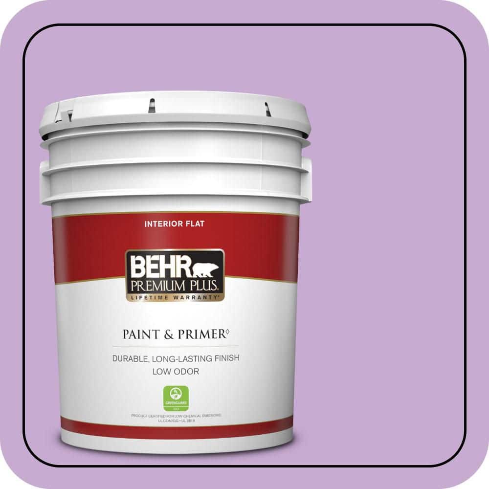 BEHR PREMIUM PLUS 5 gal. #660B-4 Pale Orchid Flat Low Odor Interior Paint & Primer