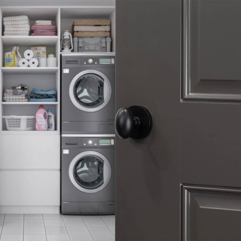 DELANEY HARDWARE Bravura Oxford 905-6 Passage Hall/Closet Knob Black w/ Round Trim (2)