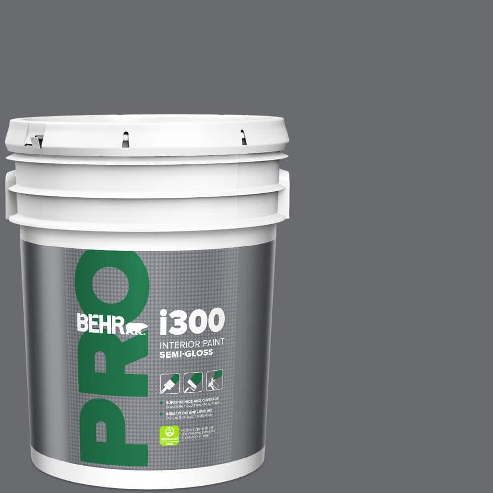 BEHR PRO 5 gal. #HDC-CL-04G Liberty Bell Gray Semi-Gloss Interior Paint
