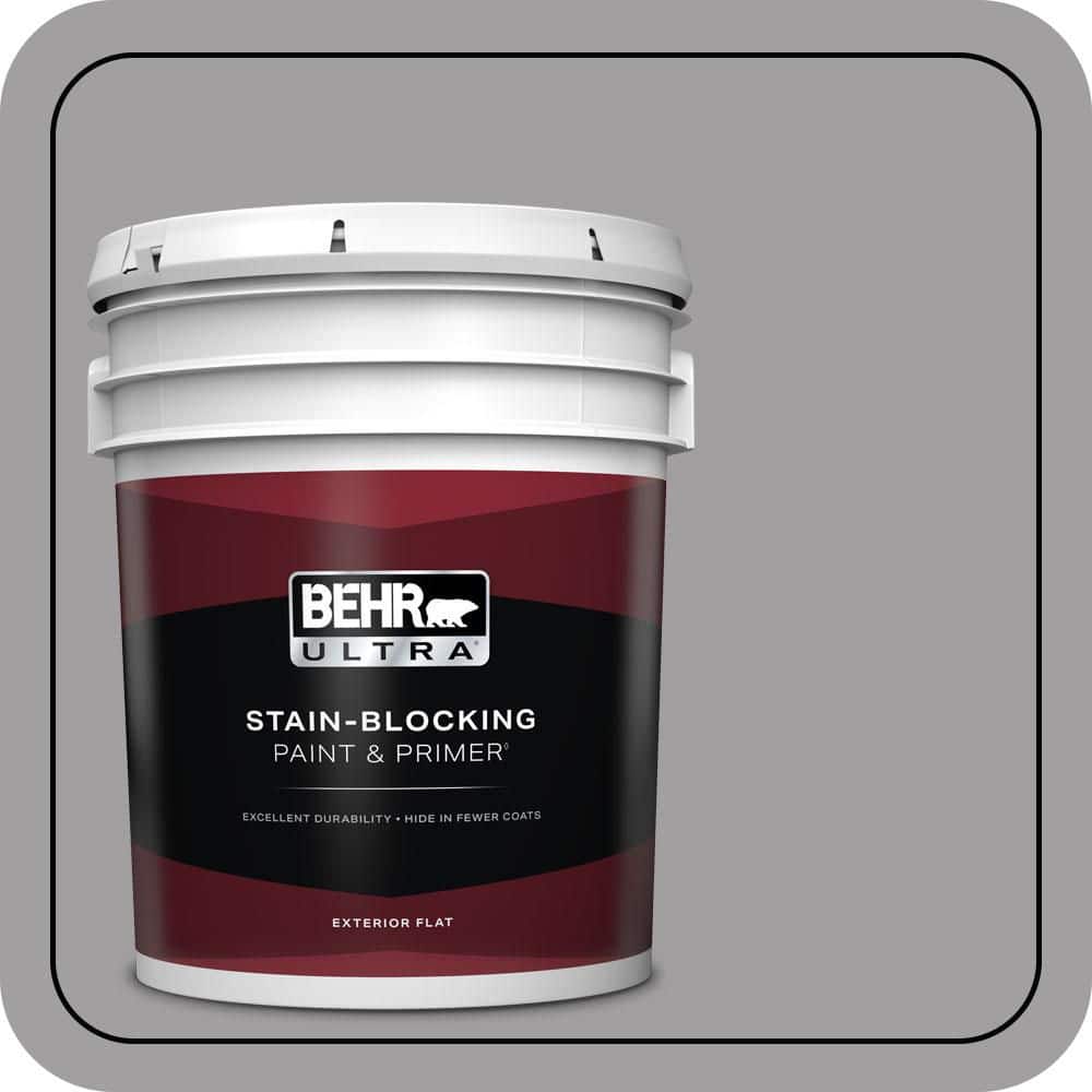 BEHR ULTRA 5 gal. #T11-1 Grayve Yard Flat Exterior Paint & Primer