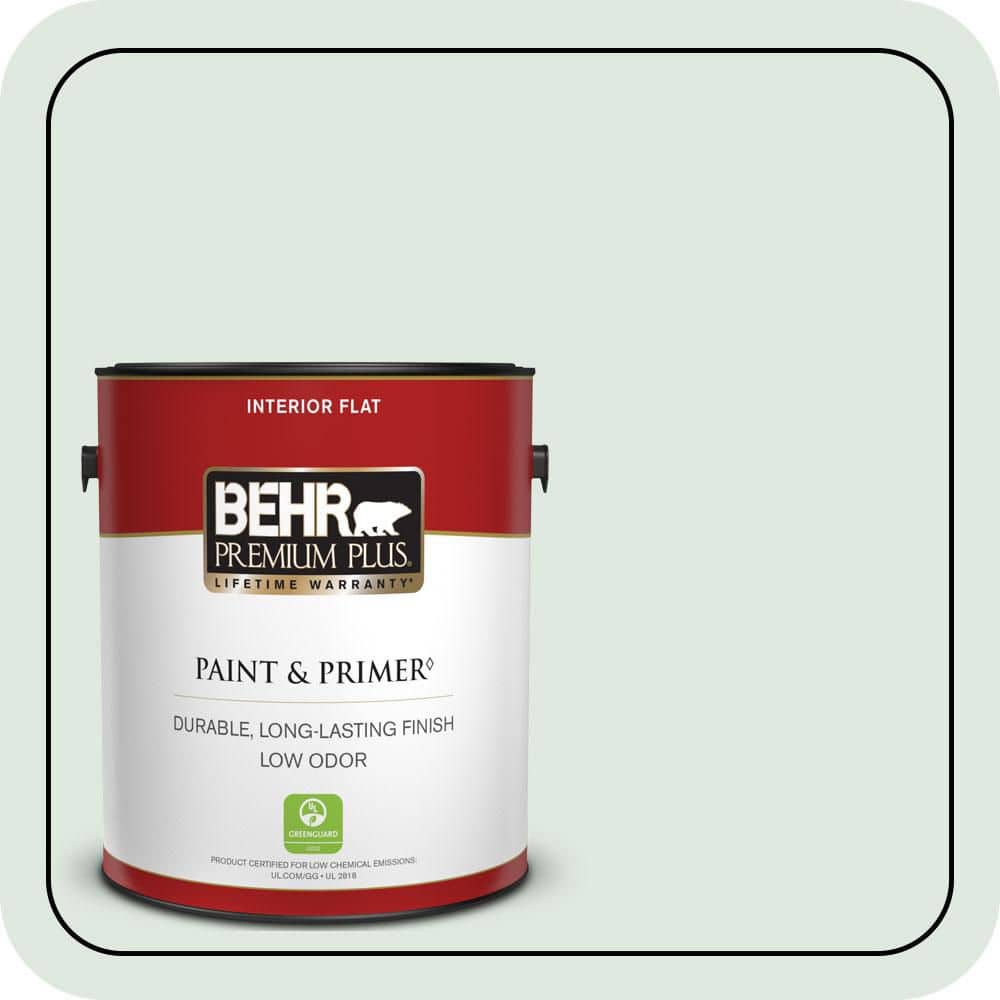 BEHR PREMIUM PLUS 1 gal. #460E-1 Meadow Light Flat Low Odor Interior Paint & Primer