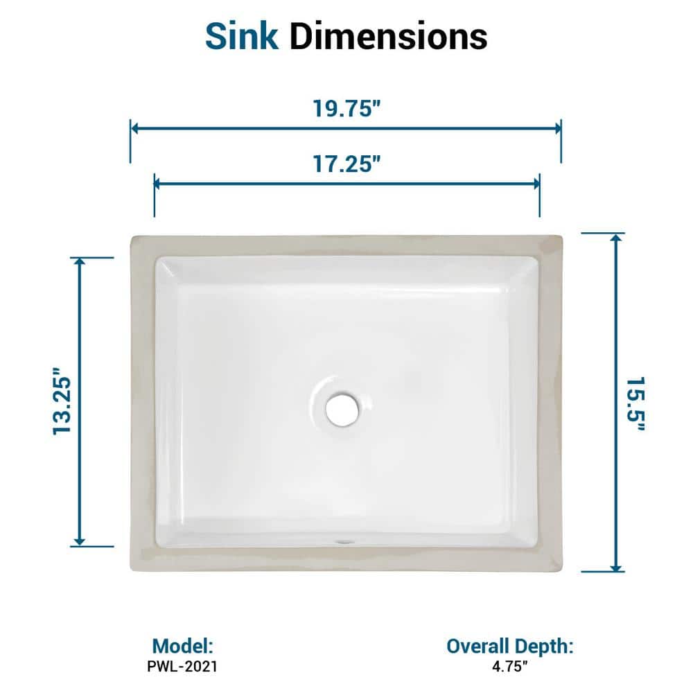 PELHAM & WHITE Andover 19-3/4 in. Undermount Ceramic Rectangular Bathroom Sink in White (3)