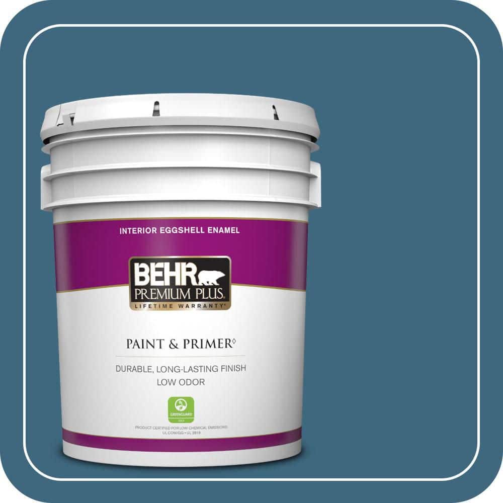 BEHR PREMIUM PLUS 5 gal. #MQ5-61 Ocean Storm Eggshell Enamel Low Odor Interior Paint & Primer