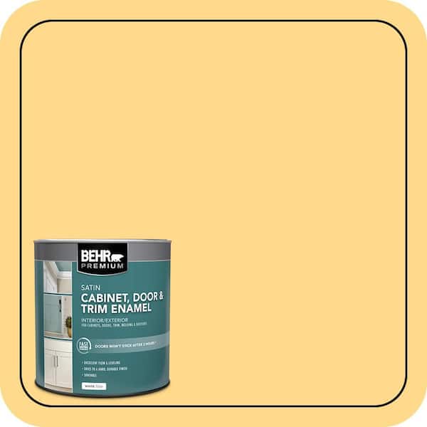 BEHR PREMIUM 1 qt. #P270-4 Egg Cream Satin Enamel Interior/Exterior Cabinet, Door & Trim Paint (2)