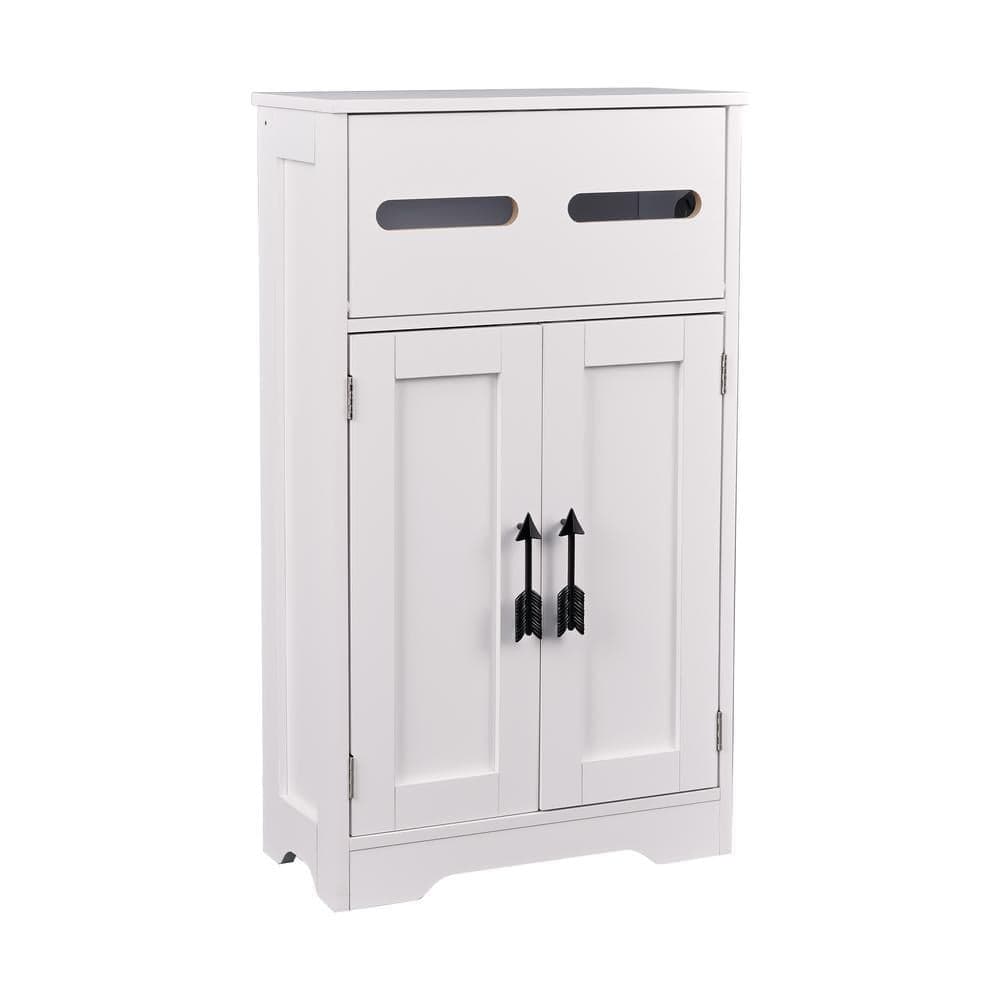 Peatuk Toilet Holder Cabinet 8.66 in. W x 31.5 in. H x 17.72 in. D Wood Rectangular Shelf in White Bathroom Storage Organizer