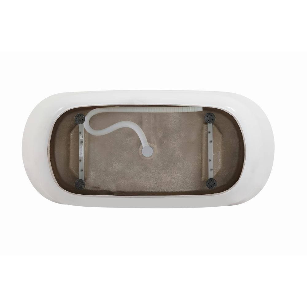 Unbranded Timeless Home 59 in. x 28 in. Soaking Bathtub with Center Drain in Glossy White with Brushed Gold Trim (3)