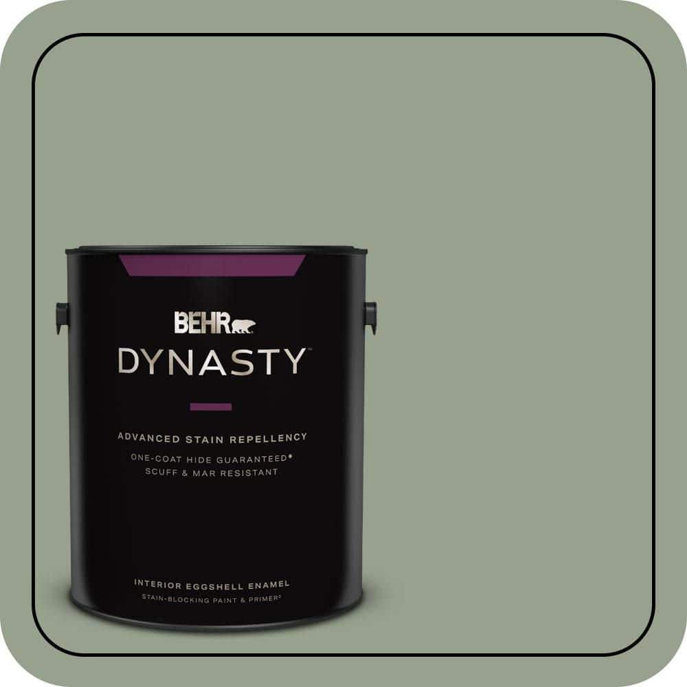 BEHR DYNASTY 1 gal. #N390-4 Bitter Sage One-Coat Hide Eggshell Enamel Interior Stain-Blocking Paint & Primer