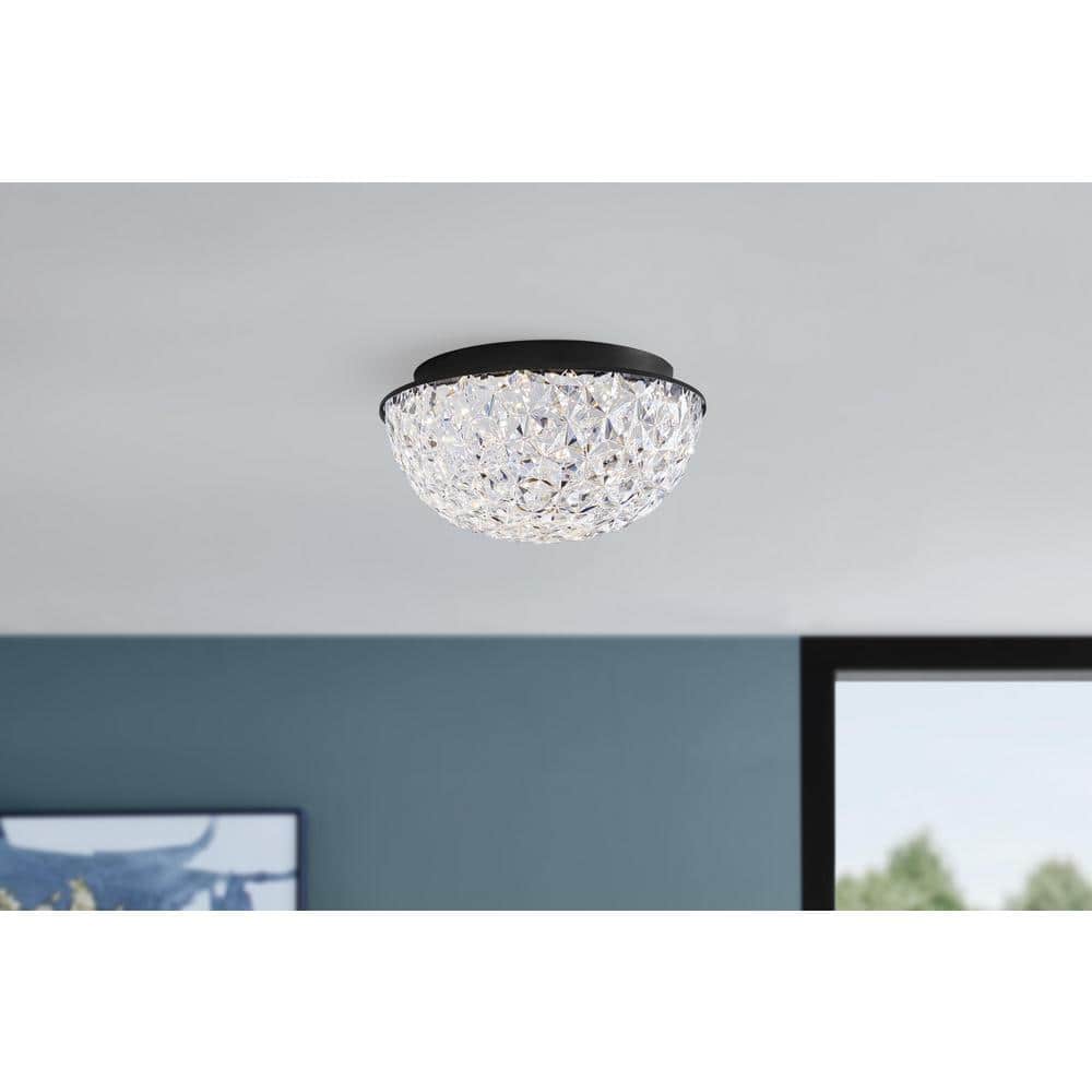 Home Decorators Collection Ellis Place 12.25 in. Matte Black LED Round Flush Mount, Modern Ceiling Light