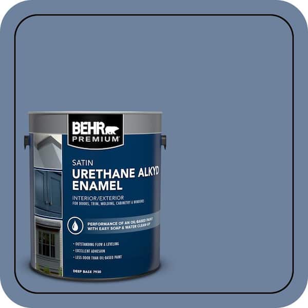 BEHR PREMIUM 1 gal. #S530-5 Brisk Blue Urethane Alkyd Satin Enamel Interior/Exterior Paint (2)