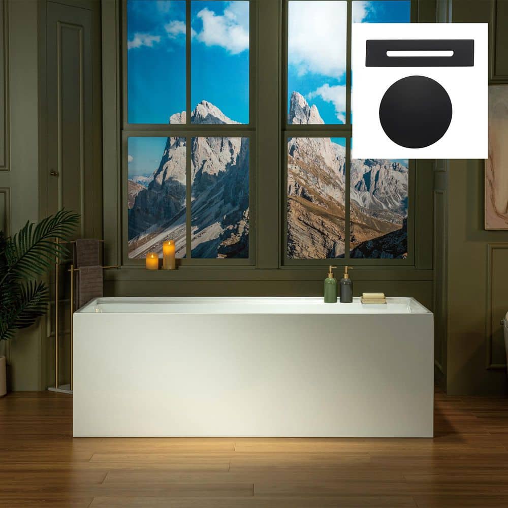 WOODBRIDGE 67 in. x 31.5 in. Soaking Bathtub with Reversible Drain in White with Matte Black