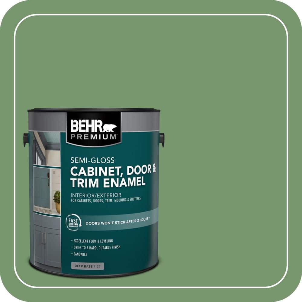 BEHR PREMIUM 1 gal. #PPU11-03 Botanical Green Semi-Gloss Enamel Interior/Exterior Cabinet, Door & Trim Paint (1)