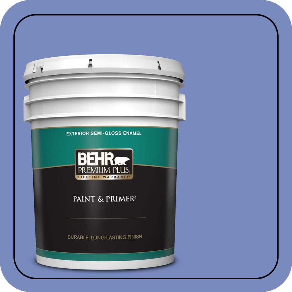 BEHR PREMIUM PLUS 5 gal. #600B-5 Larkspur Bouquet Semi-Gloss Enamel Exterior Paint & Primer